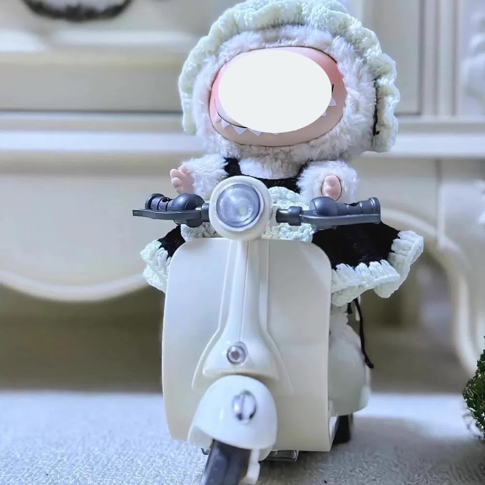 Scooter for Labubu with Light and Music, Have A Seat for Labubu Accessories, Mini Electric Doll Scooter Interactive Decor Desktop Ornaments for Labubu Collectors