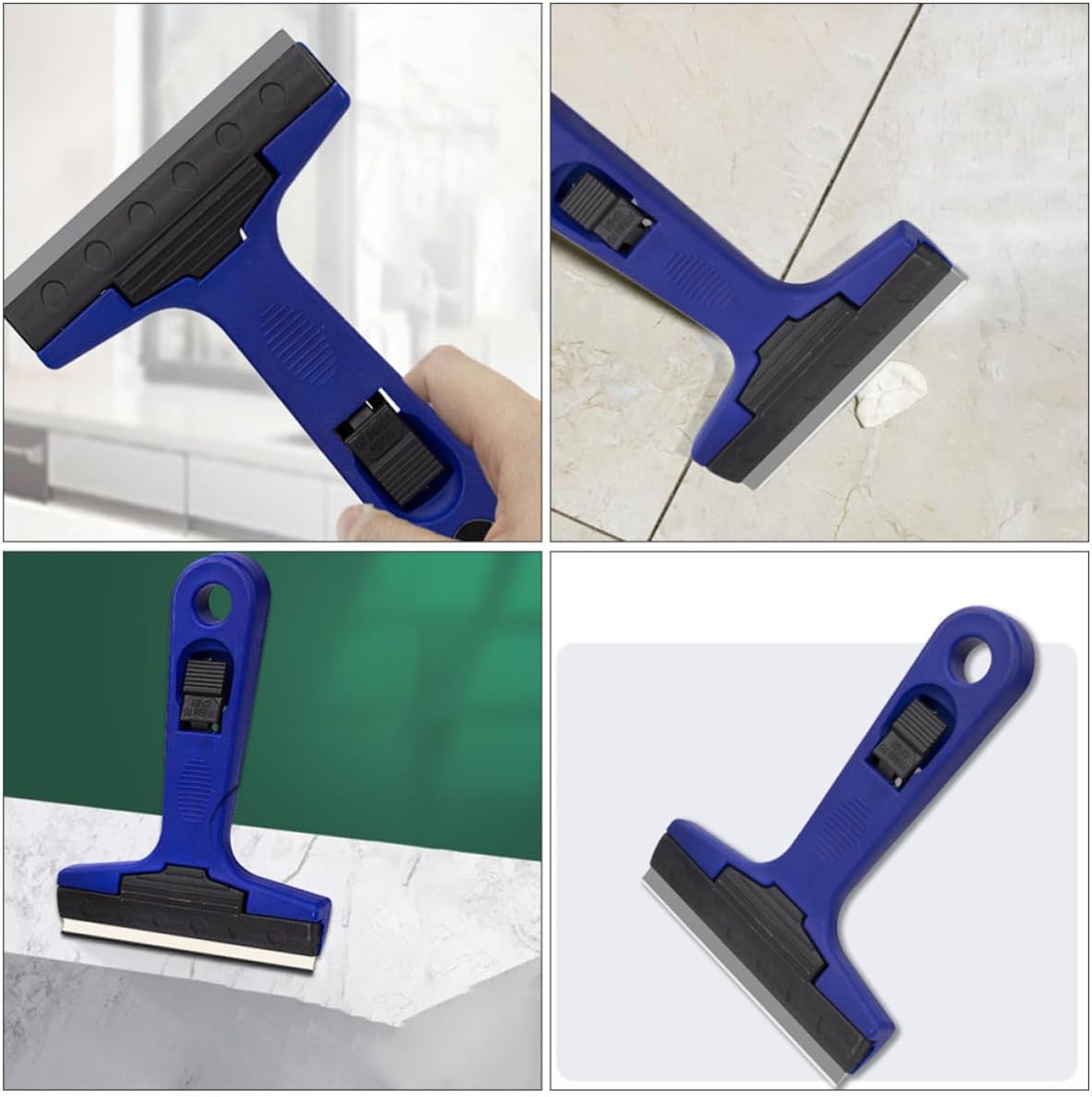 3pcs Portable Adhesive Scraper Tool for Walls and Floor Tiles Blue | Reinforced Nylon and Pp Plastic, Lightweight Build, Labor-saving Daily Use, Time-saving Operation for Home and Factory Tasks
