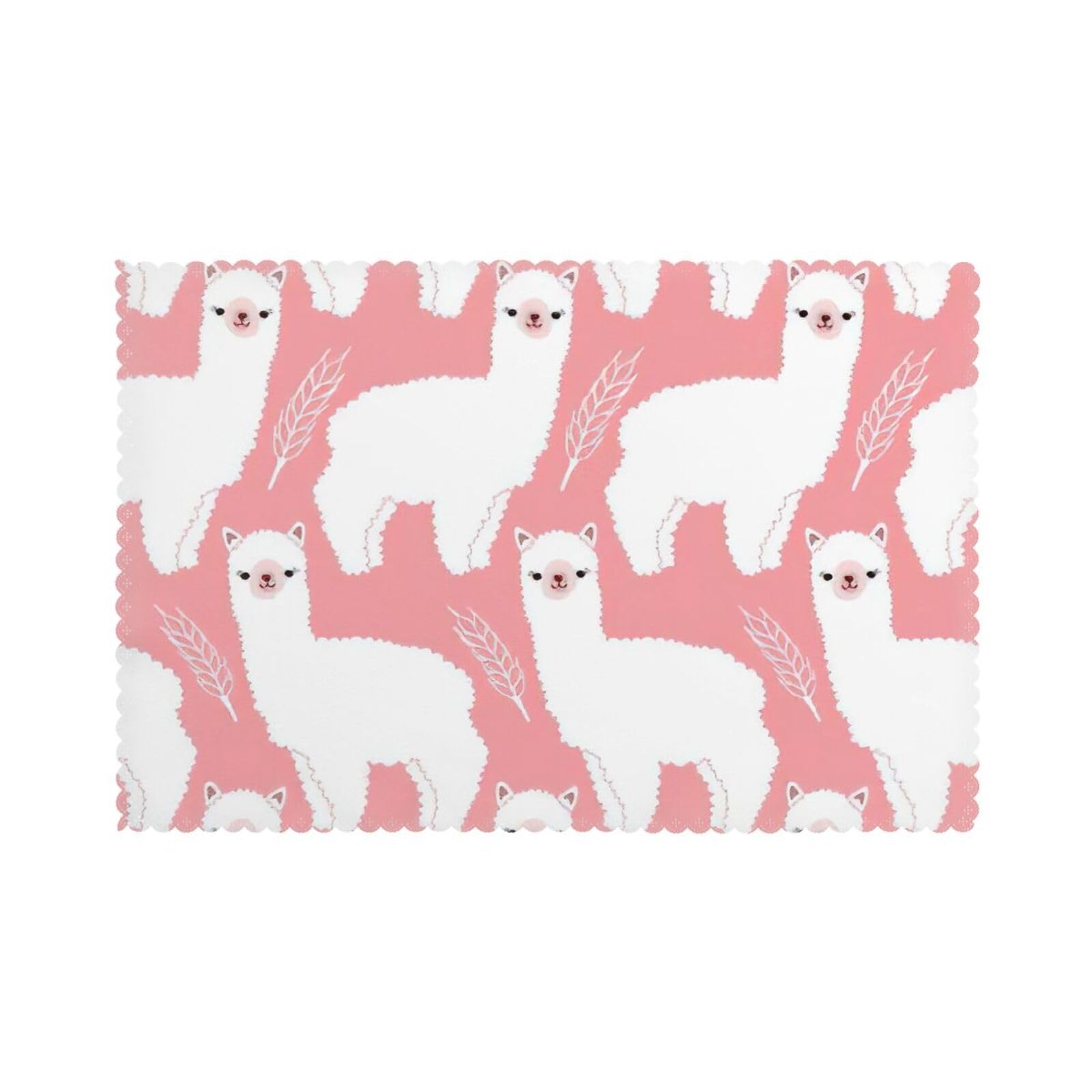 Alpaca Llama Print Placemats for Dining Table Set of 6 12x18 Inch Table Mats for Party Kitchen Dining.