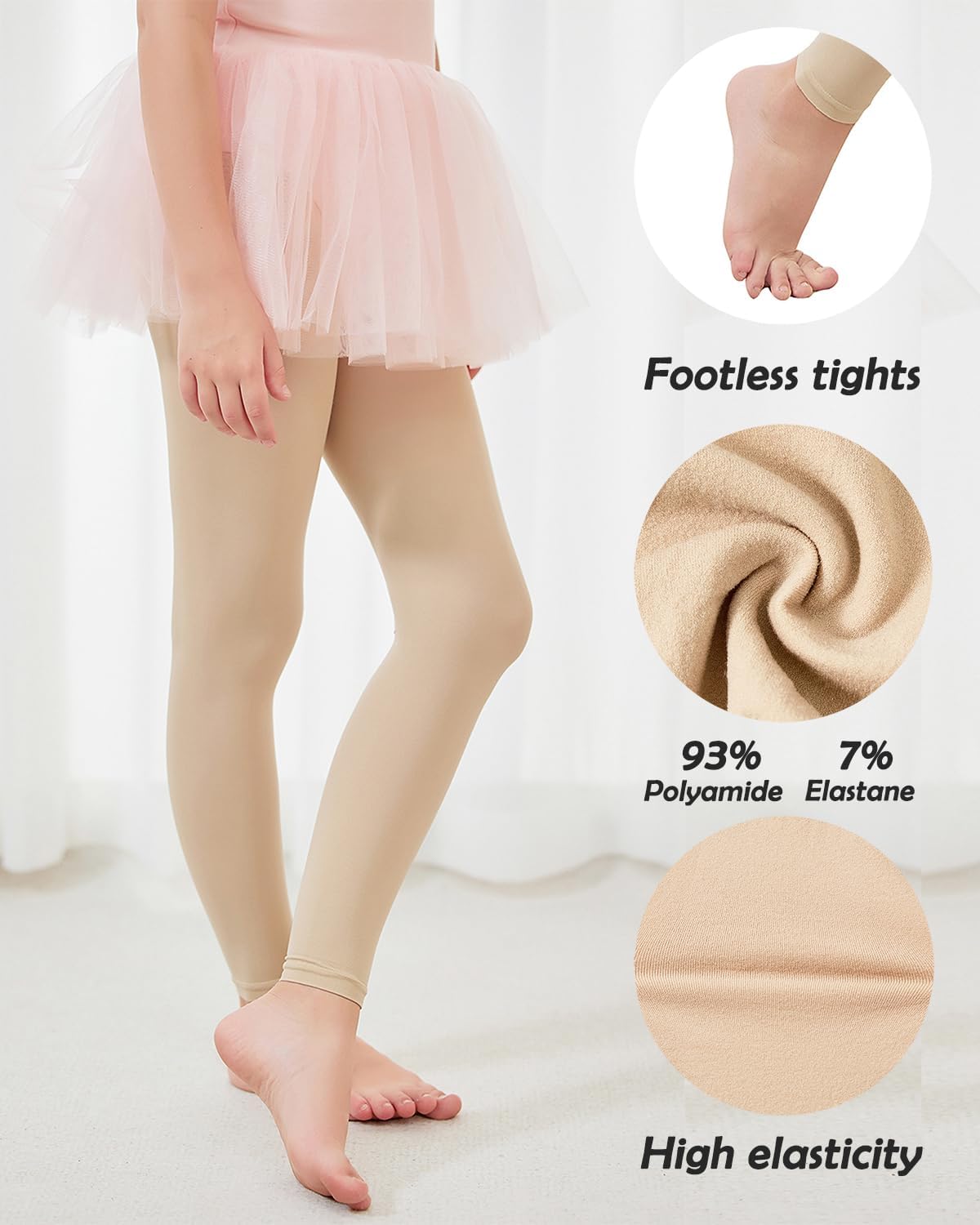 Century Star Girls Footless Tights Ballet Dance Leggings School Kids Gymnastics Pantyhose Ultra Soft Toddler Stockings - Image 4