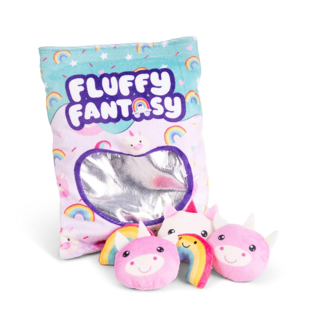 Keycraft Fluffy Fantasy Squishy - Tęcze i jednorożce Pluszowe przekąski | Sensorialna pluszowa poduszka | Miękka torba | Kreatywna zabawka Prezent dla dzieci i młodzieży