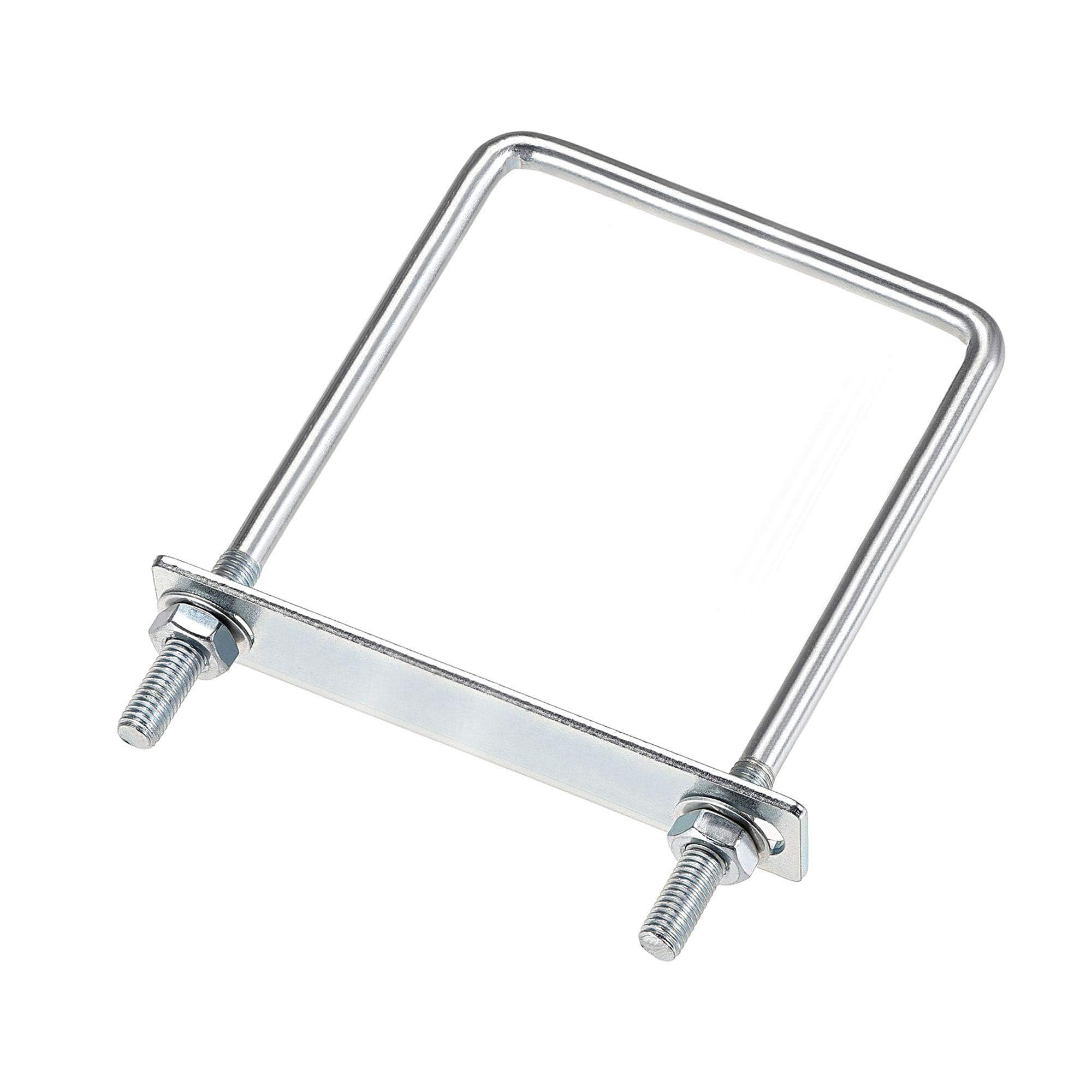 Unifizz Square U-Bolt,2 Set Carton Steel M8 U Bolts 100mm(3-1/2") Inner Width 150mm Length with Nuts and Frame Plate for Automobiles Boat Trailer