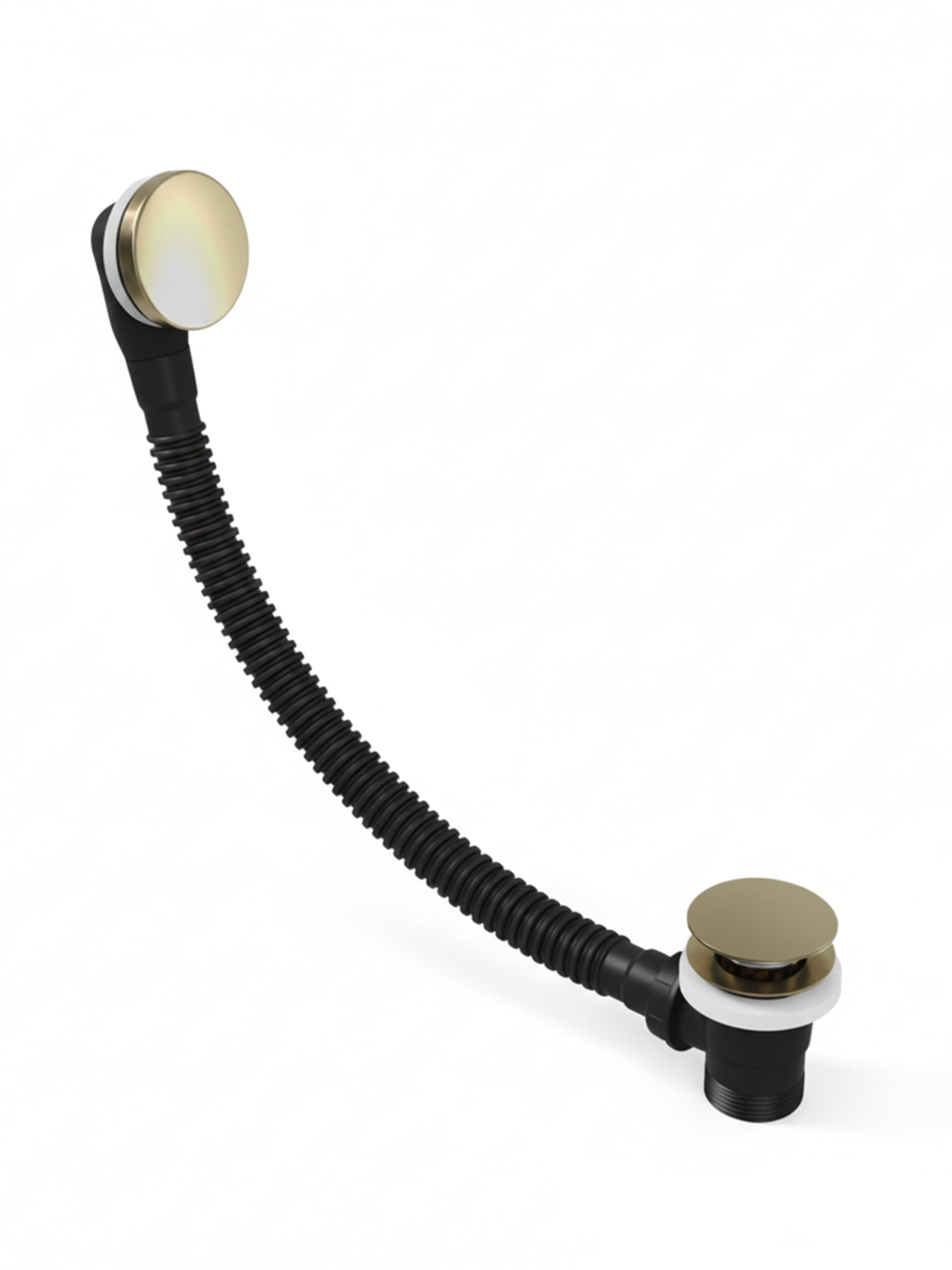 Tiles & Taps Ltd Brushed Brass Tiles & Taps Ltd® Bath Waste And Overflow Plug For Bathtubs Click Clack Plastic Bath Tub Drain With Pop Up Machanism