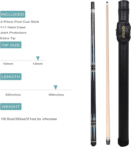 Miniatura 2 de CUEELF Taco de billar con eje de desviación baja con estuche rígido de 1 x 1, palos de billar profesionales con puntas de 0.512 in, juego de palos