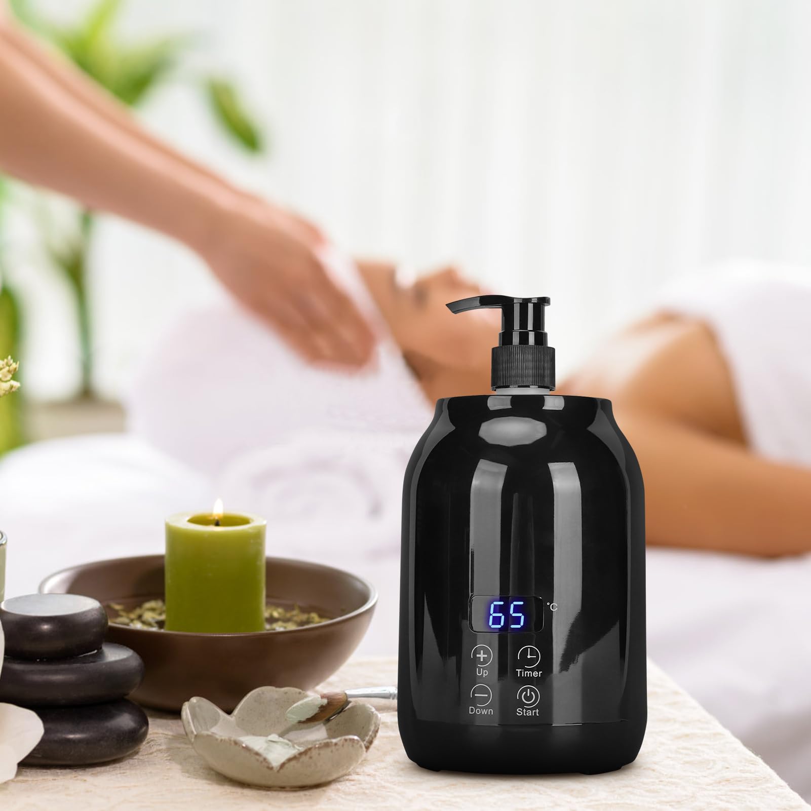 Chauffe-huile essentielle, affichage LED, réglage de la température, chauffe-bouteille d'huile de massage , outil de massage portatif for chauffe-huile à bouteille for massage spa à domicile, salon pr