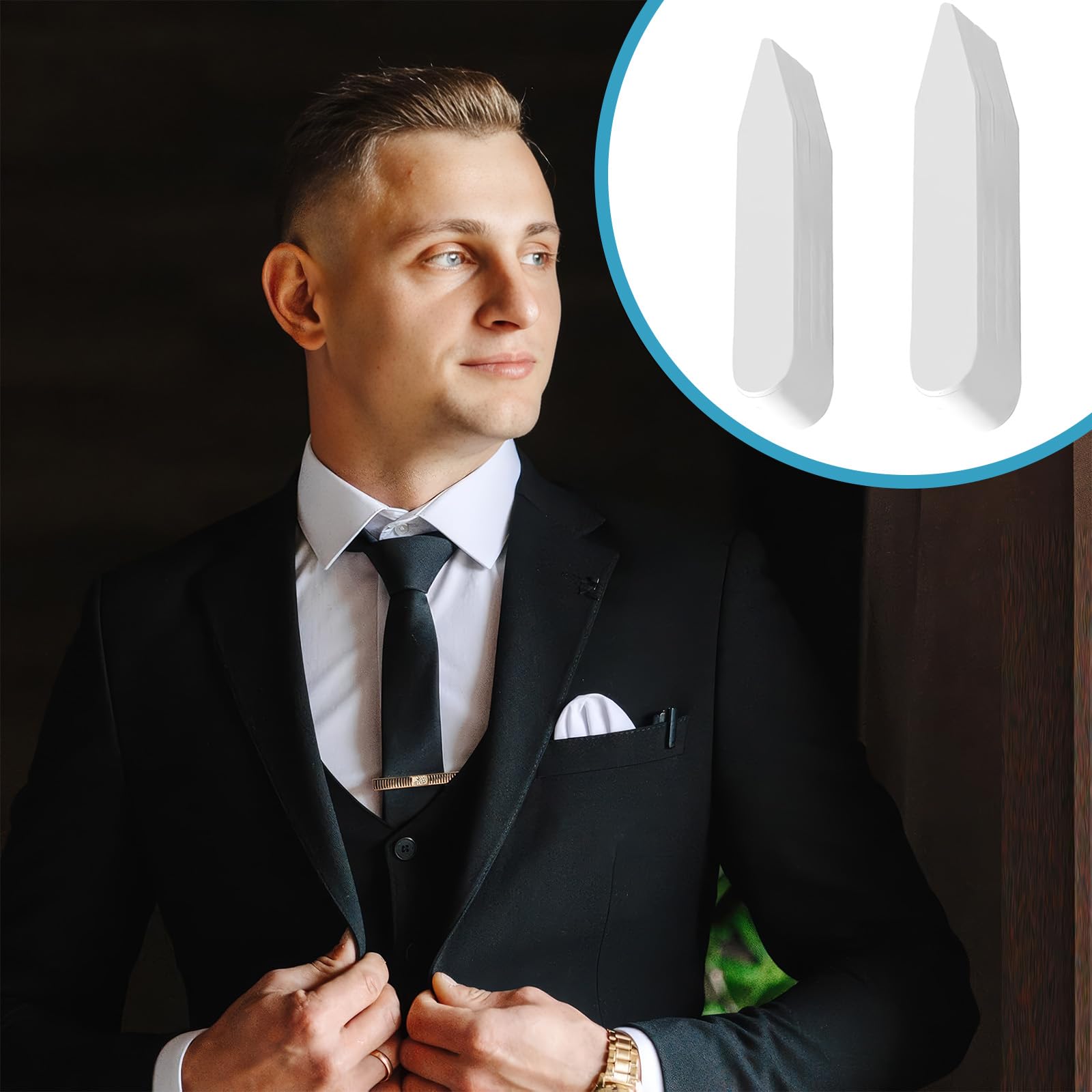 RT 60er Set Kragenstäbchen für Herrenhemden, hemdkragen einsatz herren, Kragenverstärker aus Stäbchen für einen perfekten Sitz des Hemdkragens, Vater oder Ehemann (in 6 Größen)