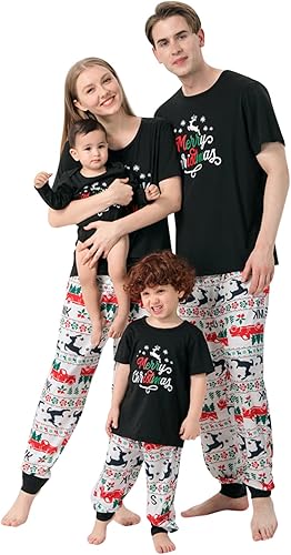 JEGULV Pijamas de Feliz Navidad 2024 para la familia, conjuntos a juego, ropa de dormir de Navidad, ropa de dormir divertida con estampado de Papá
