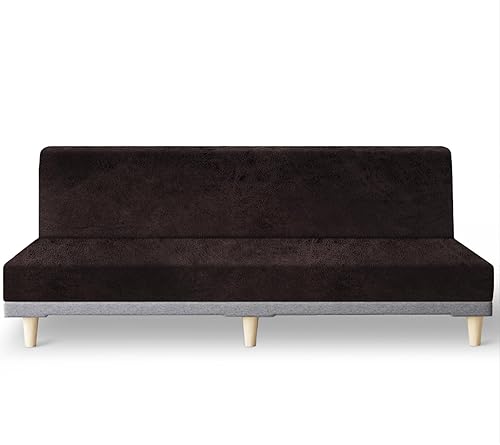Miniatura 25 de molasofa Funda elástica similar a la piel para futón sin brazos, protector de muebles con parte inferior elástica, funda de futón suave y lavable
