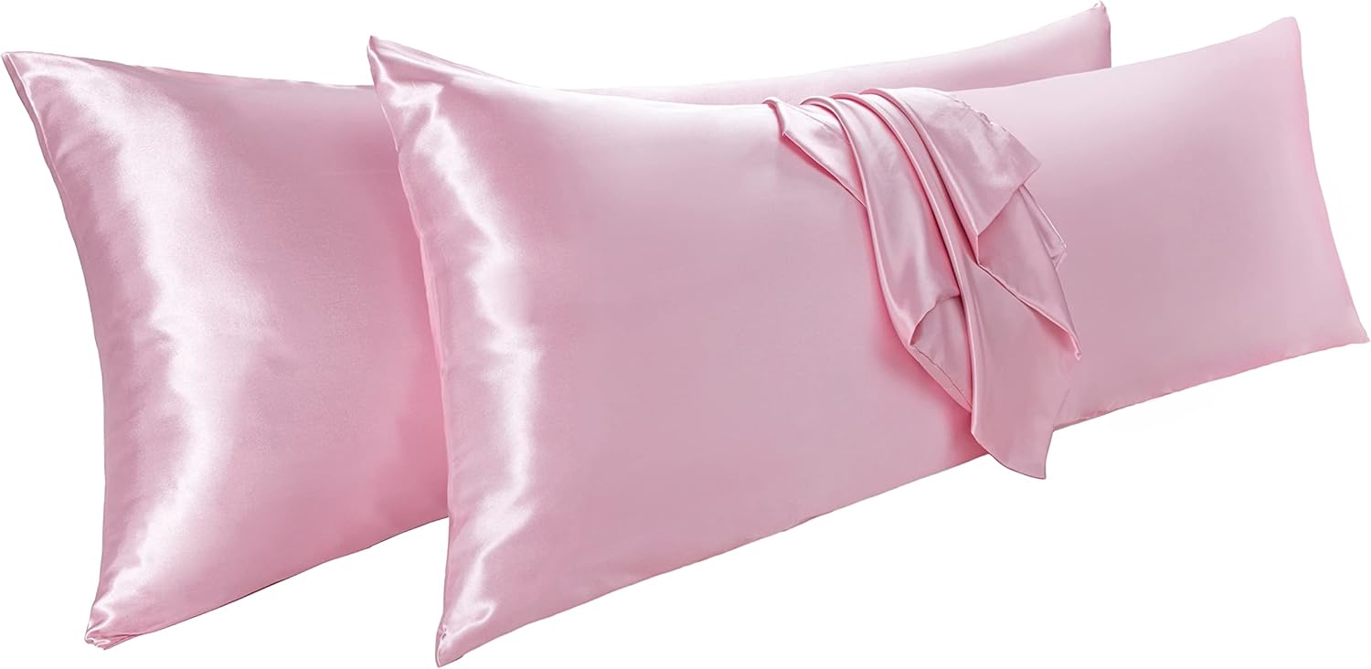 Vonty 2Pcs Body Satin Pillowcases 20x48 Pillow Cases