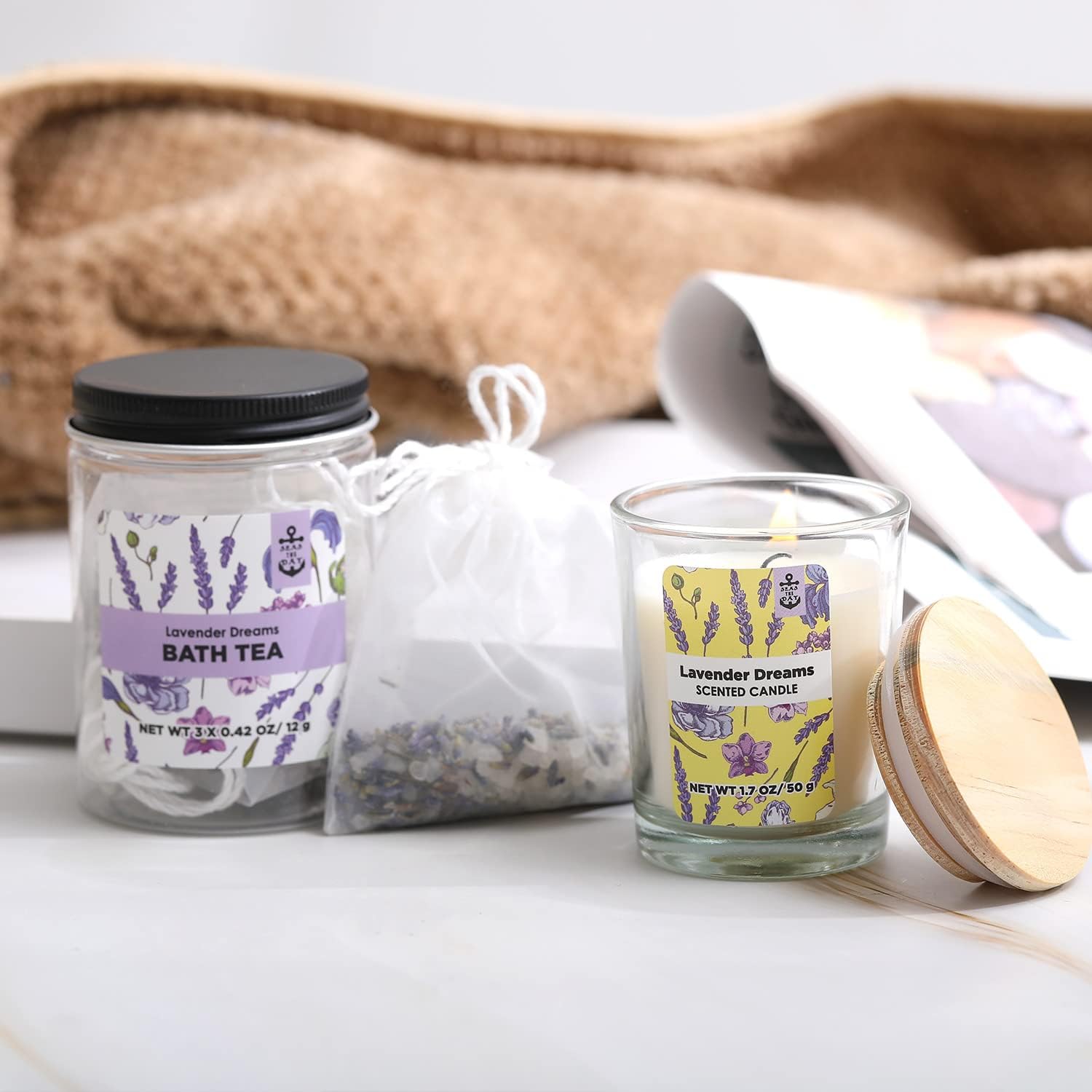 Bath Salt Set, Spa Gift Baskets for Women Bath and Body Gift Set , 8 Pcs Lavender Bath Epsom Salt for Women Relaxing, Bubble Bath, Essential Oil and More, Bath Set for Women for Mother's Day Gift : Beauty & Personal Care