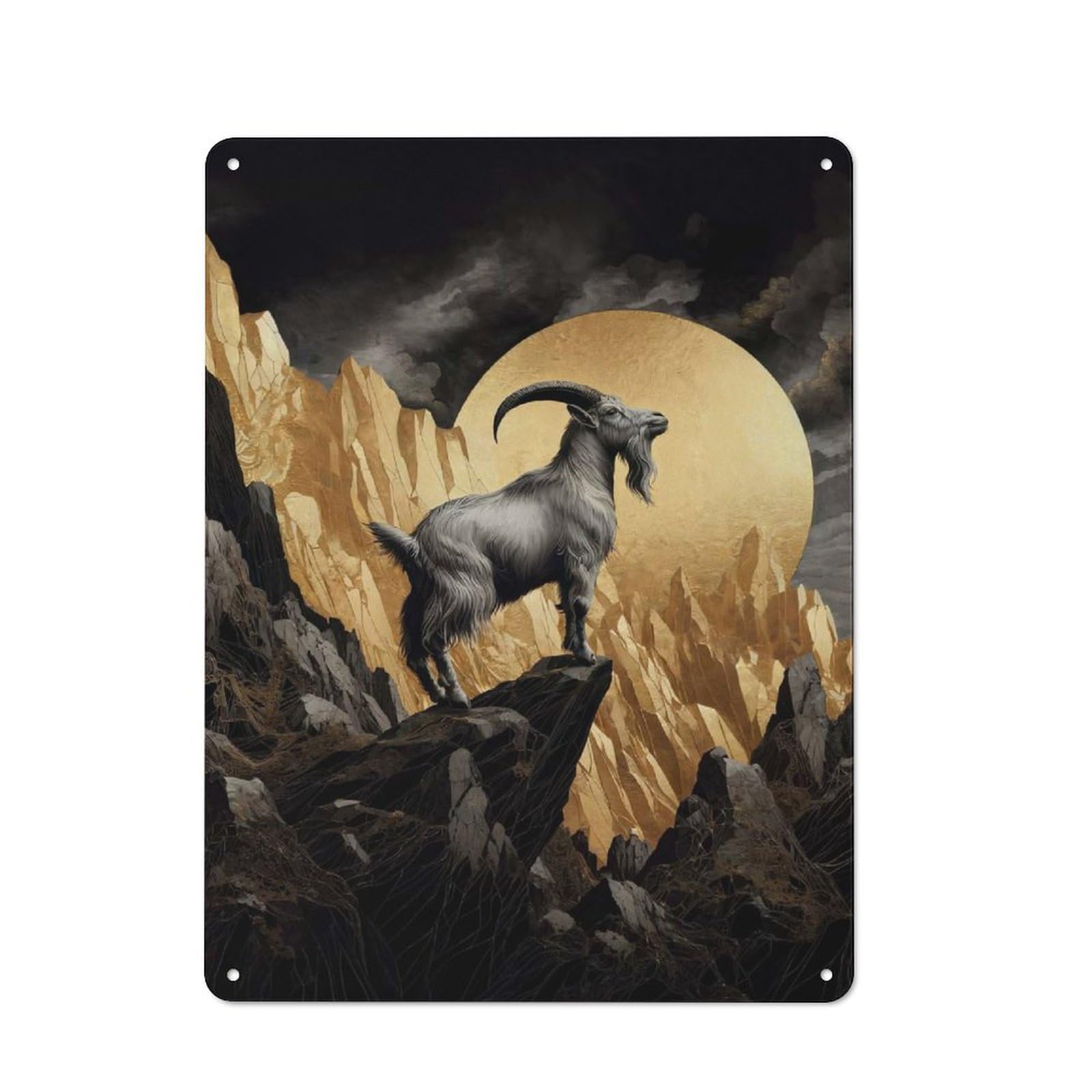 Junmoney Gold X Mountain Goat Vintage Vintage Metal Sign 40X30cm Featuring Room Wall Plaque For Flat, Dorm Room, Lounge Or Cafe