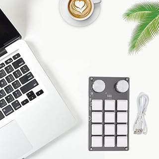 Mechanical Gaming Keypad, One Handed Macro Mechanical Keyboard 12 Key Multifunction DIY Programmable Keypad for Office Gaming Lab(White)