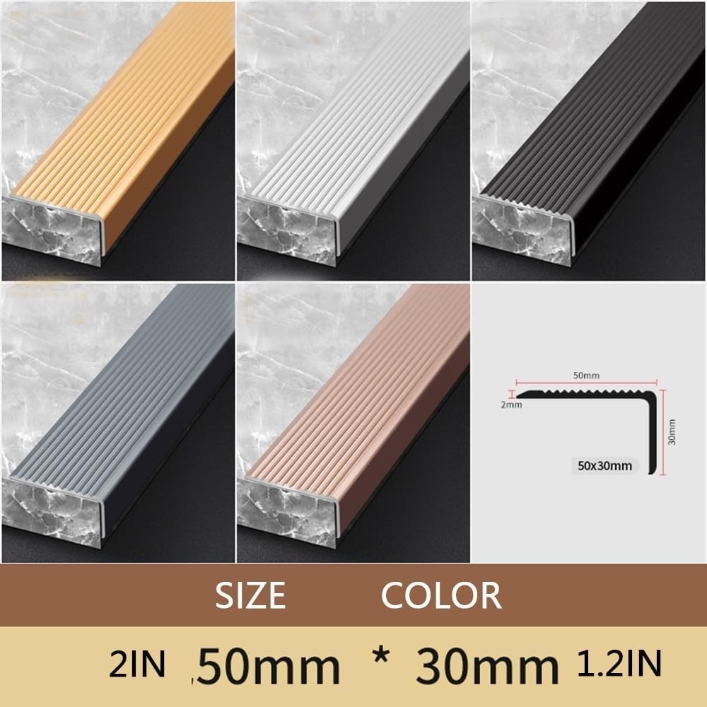 15 Pezzi di Profilo per gradini in Metallo da 36" e 48", Protezione per Bordi di gradini, Striscia di rifinitura Antiscivolo, Profilo per Esterni per Scale in Legno/Vinile/Piastrelle (Viola