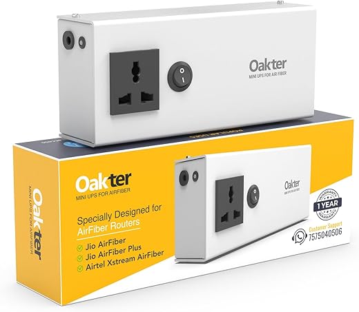 Oakter Mini UPS for Jio AirFiber and AirFiber Plus WiFi Routers | 6×2000 mAh Battery | Power Backup 4 Hours | 12 Months Warranty | Portable UPS |…