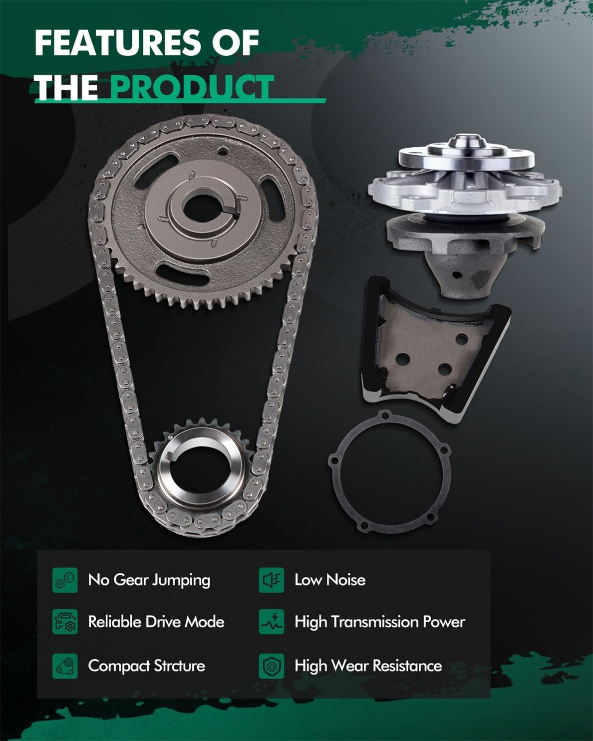 TK3130 Timing Chain Kit Water Pump Sets Replaces for Buick Regal Terraza for Chevy Impala for Malibu Venture for Oldsmobile Alero Cutlass Ciera Supreme Silhouette for Pontiac Grand Am 95-06