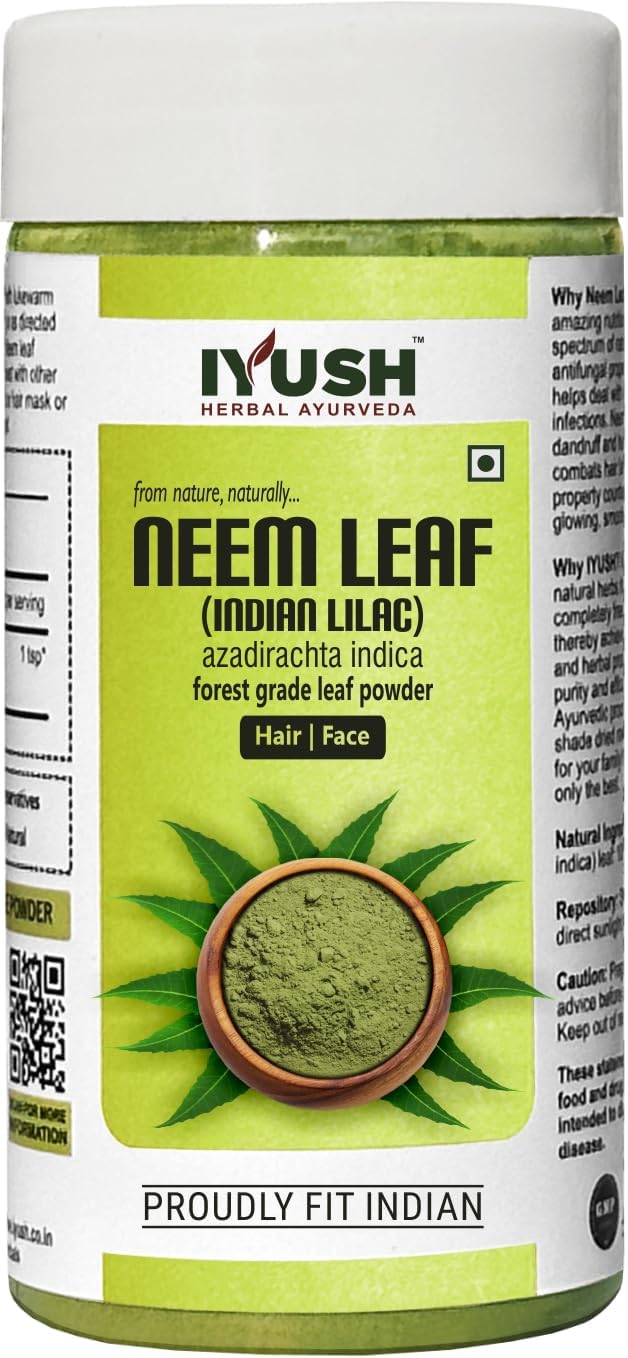 Iyush Herbal Ayurveda Neem Powder for Face Pack | Neem Powder for Eating | Neem Leaves Powder | Neem Powder for Hair | Organic Neem Powder for Skin |100gm