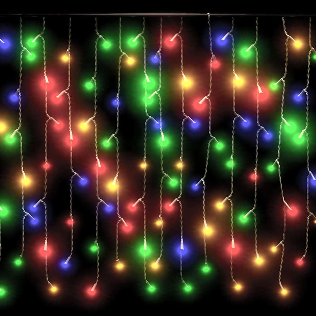 Rideau lumineux en plastique coloré en forme de stalactites, 10 m, prise USB, 400 LED, télécommande à 8 modes pour Noël, mariage, fête, éclairage d'ambiance