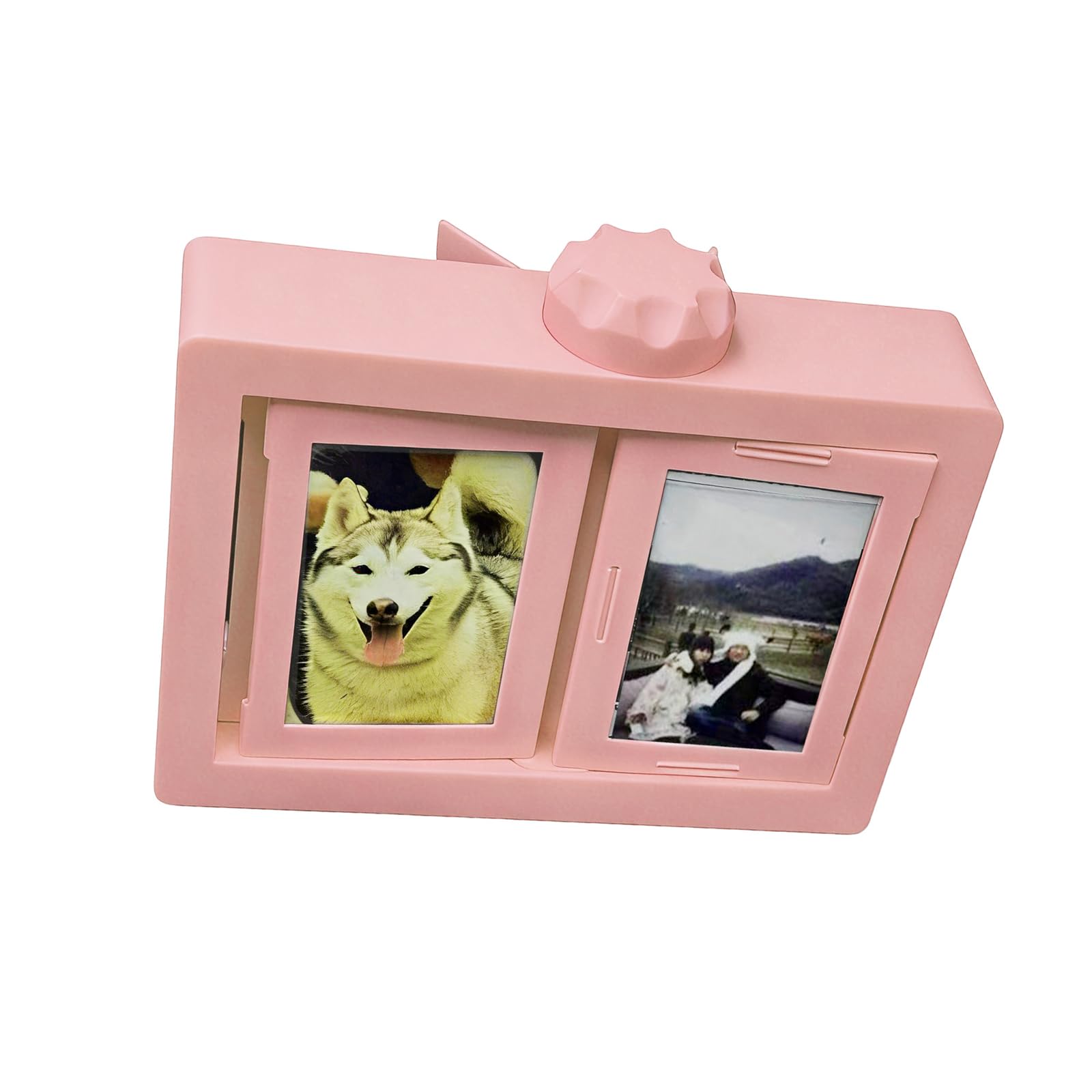 NVOQILIN 360 Degree Rotating Photo Frame 3Inch Holds 24 Photos Display Stand for Desk Decoration Whirling Photo Frame