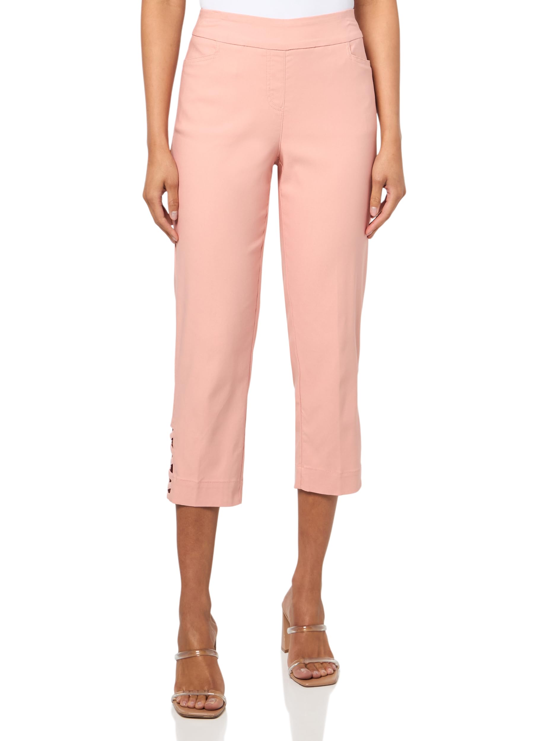 Pull On Crop Pant with Real Front Back Pockets and Zig-Zag Strap Hem Vents