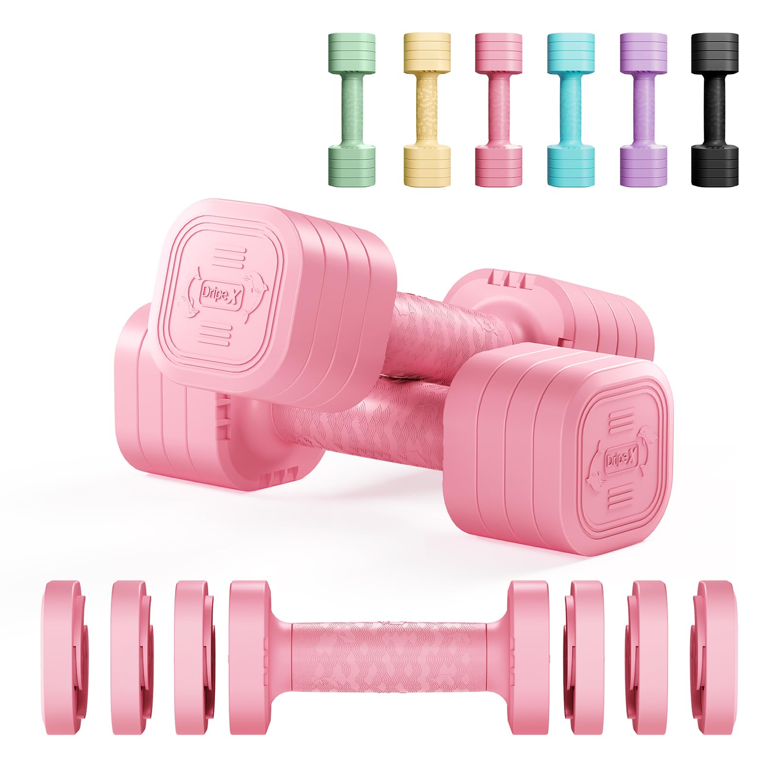 Dripex Adjustable Dumbbells Weight Set 2.5kg 5kg 10kg Dumbbell Pair, 4-in-1 Weight Dumbbells Set Women Men with Non-Slip Handle Home Gym Fitness-2.5kgX2 — image 1