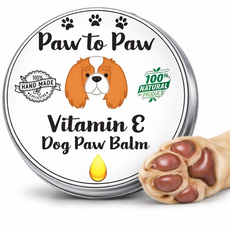 Paw to Paw Dog Paw & Nose Balm with Vitamin E - Alcohol Free, Natural Lick-Safe Paw Protector for Cracked Pads & Dry Nose, Softening Vit E Infused Moisturiser for Daily Grooming, 60ml (Large)