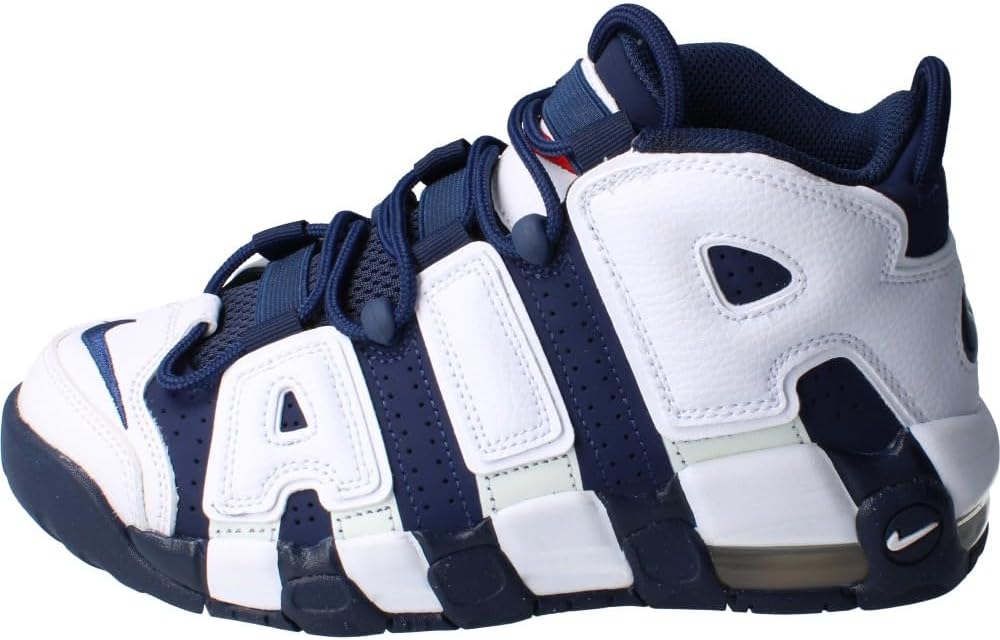 Air More Uptempo GS Basketball Trainers in White Midnight Navy by Nike - Image 6