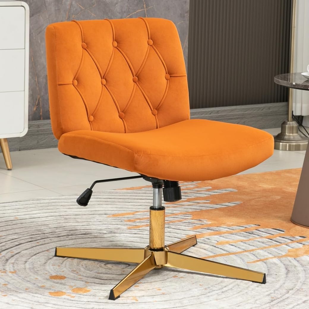 Home Office Desk Chair, Armless Swivel Wide Desk Chair