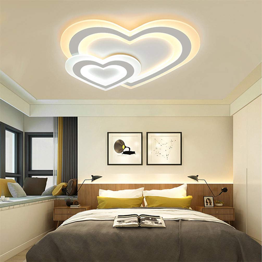 Moderno LED Lámpara de Techo Regulable Niña Chico Niño Dormitorio Plafón Luz de Techo con Mando Distancia, 40W Corazon Diseño Sala Estar Cocina Baño Deco Luz Pantalla de Acrilica L50*W48cm