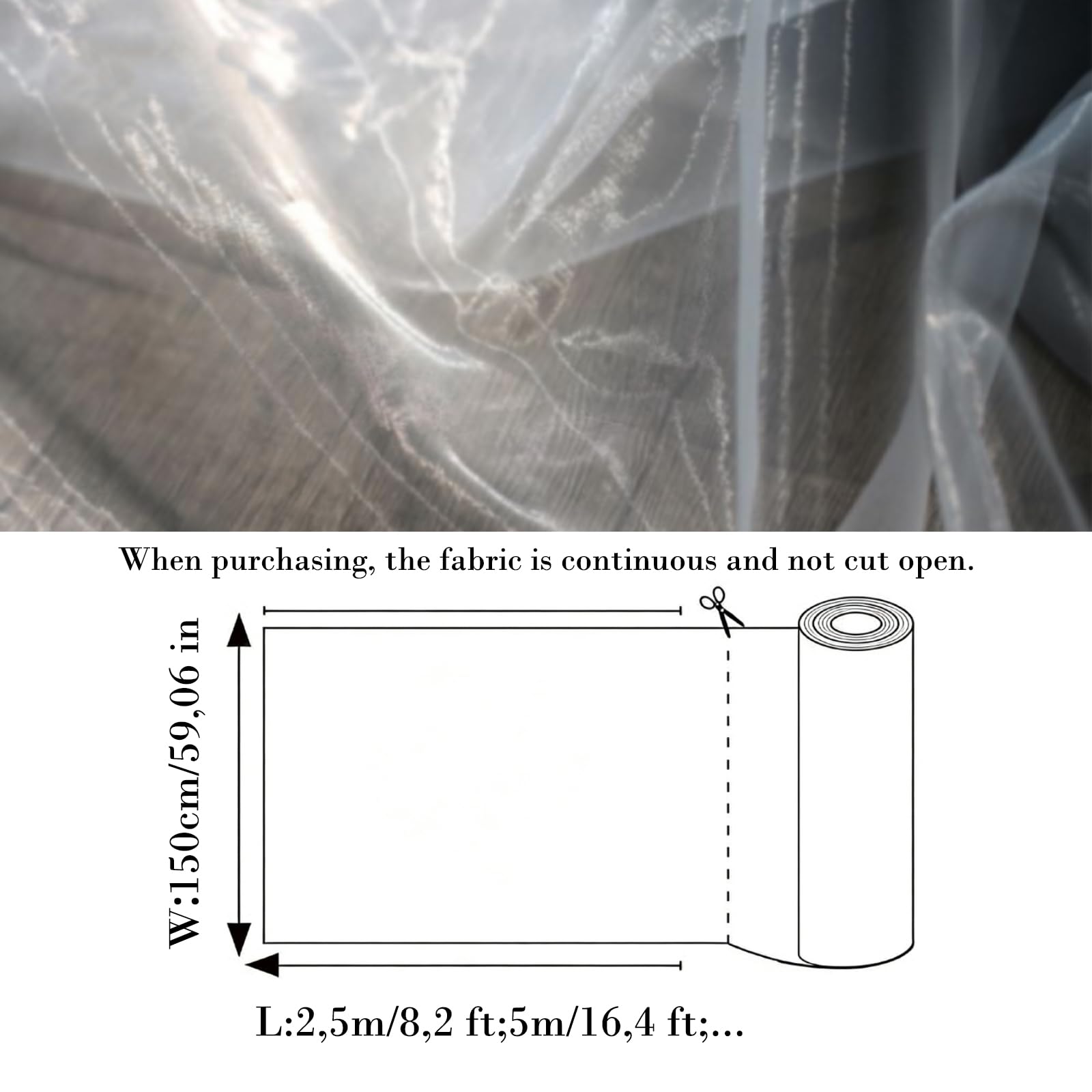 150 cm × 2,5 M Organza Stoff Glanz Organza Meterware Organza Spitzenstoff Organza Stoff Nähen Magisch Transparenter Tüll für Hochzeit Tischdecken Kleid BüHnenshow Geschenkband Schleife DIY