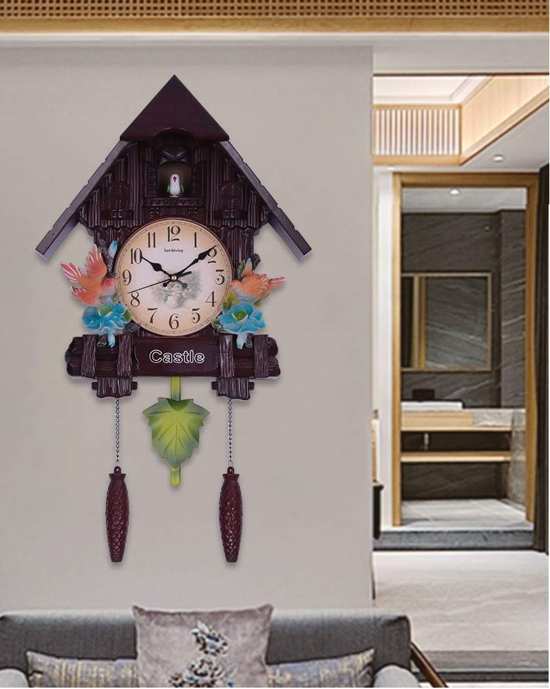 Three Secondz Cuckoo wall Clock Lovely Children's Room wall Clock - 65 cm x 16 cm x 37 cm - Fixed Door. Does not Open or Close (ChocoBrown) 1