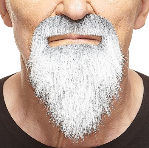 Mustaches Self Adhesive, Novelty, Ducktail Fake Beard, False Facial Hair, Costume Accessory for Adults, Gray with White Color (Best Barber Shop In Johor Bahru)