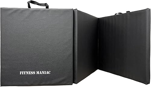 Miniatura 8 de Fitness Maniac Esterilla de gimnasia de panel plegable para gimnasio, yoga, esterilla de tri, color negro, esteras de ejercicio de EE. UU