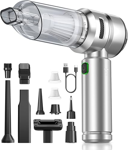 Aspiradora de automóvil, 3 modos de succión, mini limpiador inalámbrico portátil con potencia de succión de 24000 pa, carga tipo C, aspiradora de