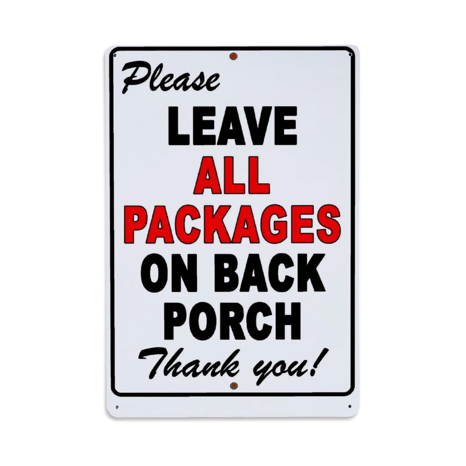 Jdfenggu Vintage Please Leave All Packages Porch Retro Metal Tin Sign, Metal Poster For Bar, Home, Man Cave, Kitchen, Laundry Room Art Decor 8X12 Inch