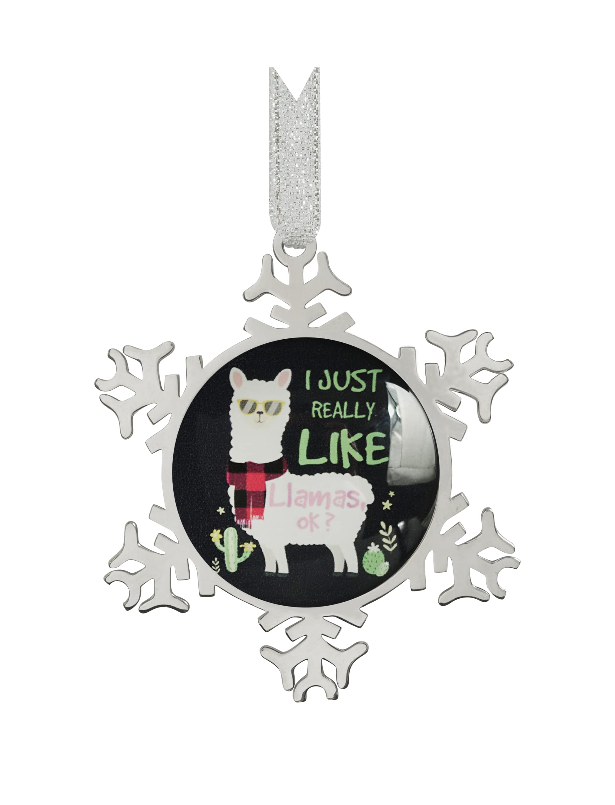 Photo 1 of 2 SETS - XUTAI Snowflake Ornament Christmas Ornament Hanging on Christmas Tree Hanging Ornaments Snow Flake Festival Souvenirs,I Just Really Like Llama Ok Plaid Scarf Christmas