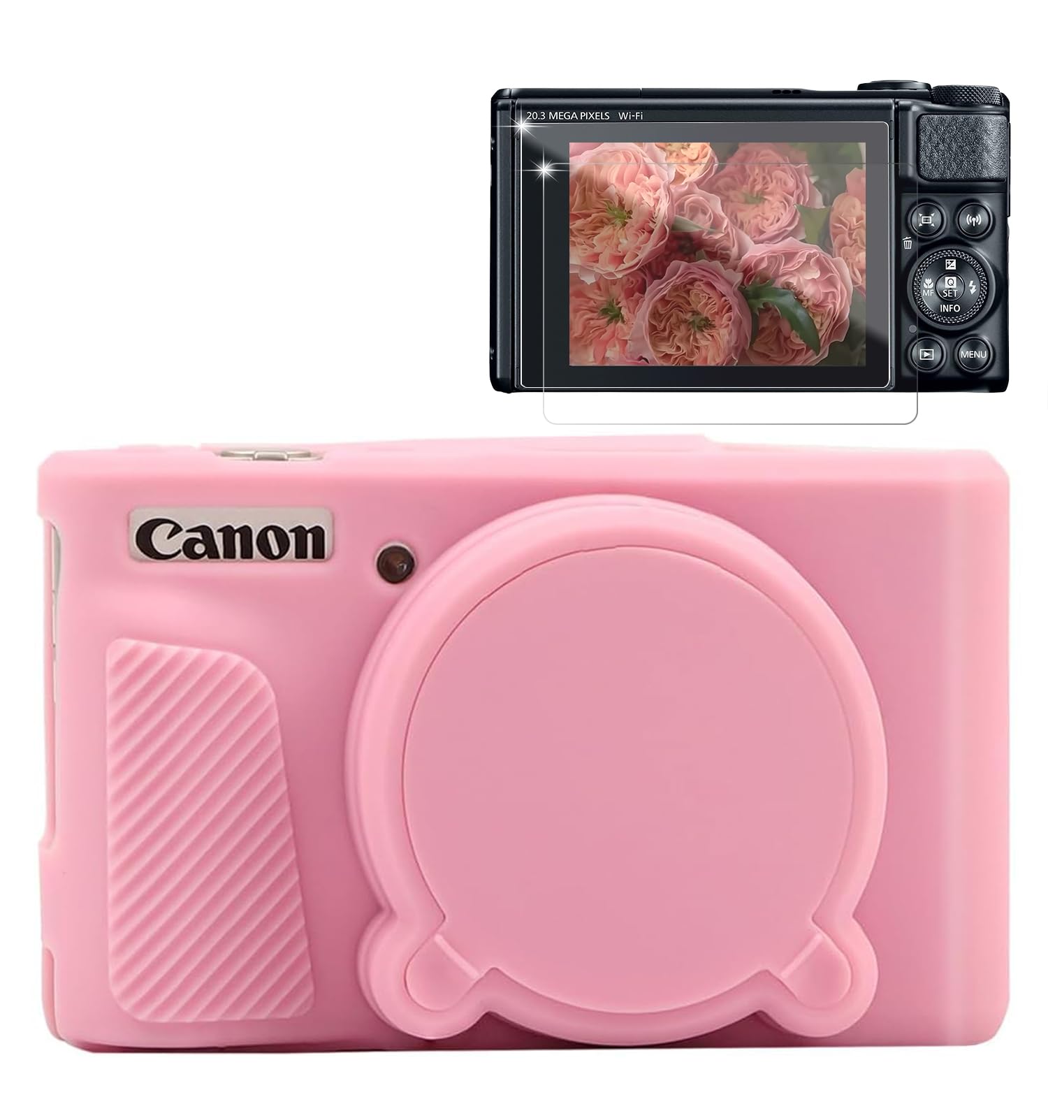 Case for Canon PowerShot SX740 HS, SX730 HS Camera, Soft Silicone Protective Case, Slim Fit Sleeve with Removable Lens Cover and Screen Protector Accessories, Anti-Scratch (Pink)-image-36