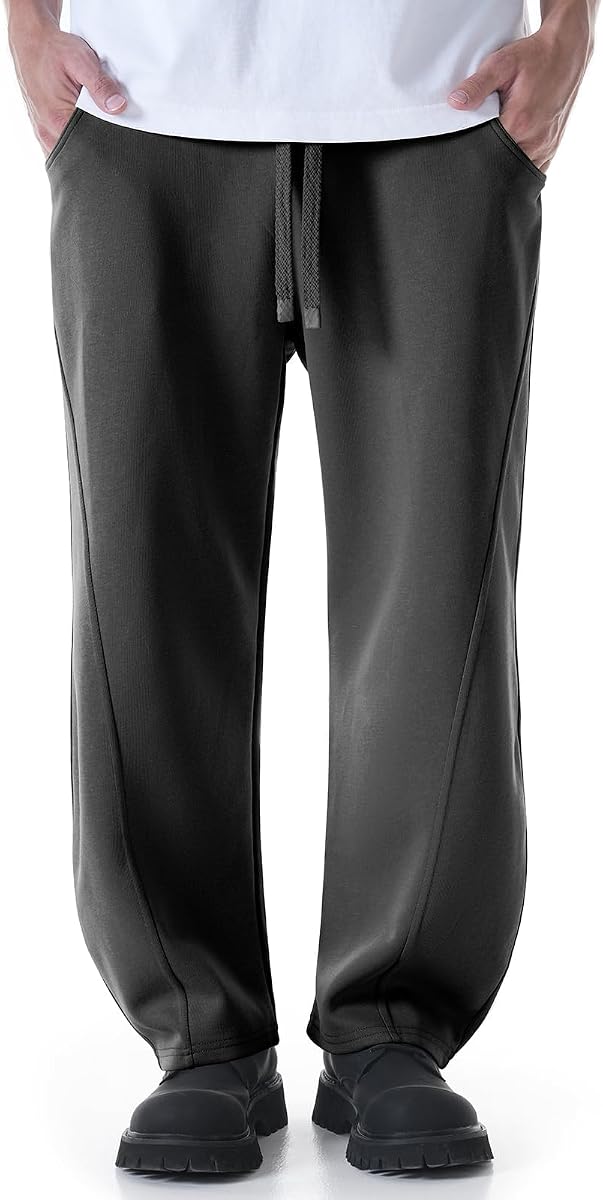 CANGHPGIN Mens Baggy Sweatpants Wide Leg Cotton Sweat Pants for Men Lounge Pant with Pockets