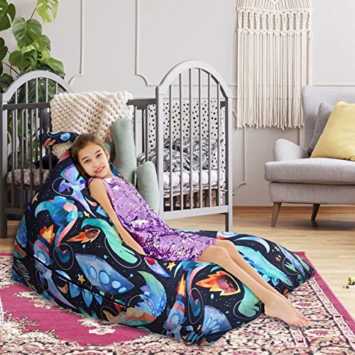 Melanie's Power 200L Animal Storage Bean Bag Cover, Kids Toy Storage Organizer Stuffed Seat Soft Velvet Floor Foldable Chair Sofa Seat Cover For Kids And Adults( Dinosaur) #TOP6