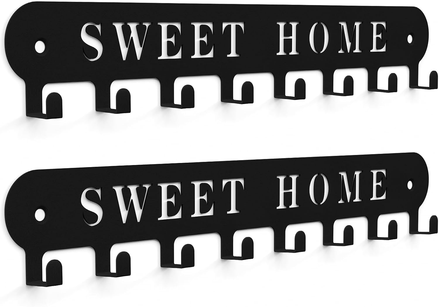 Key Holder Wall Mount Black,Total 16 Wall Decor Command Hooks,Key Holder for Wall,Suitable,Entry Door,Front Kitchen,Hallway Garage Utility Room Office,2 Pack