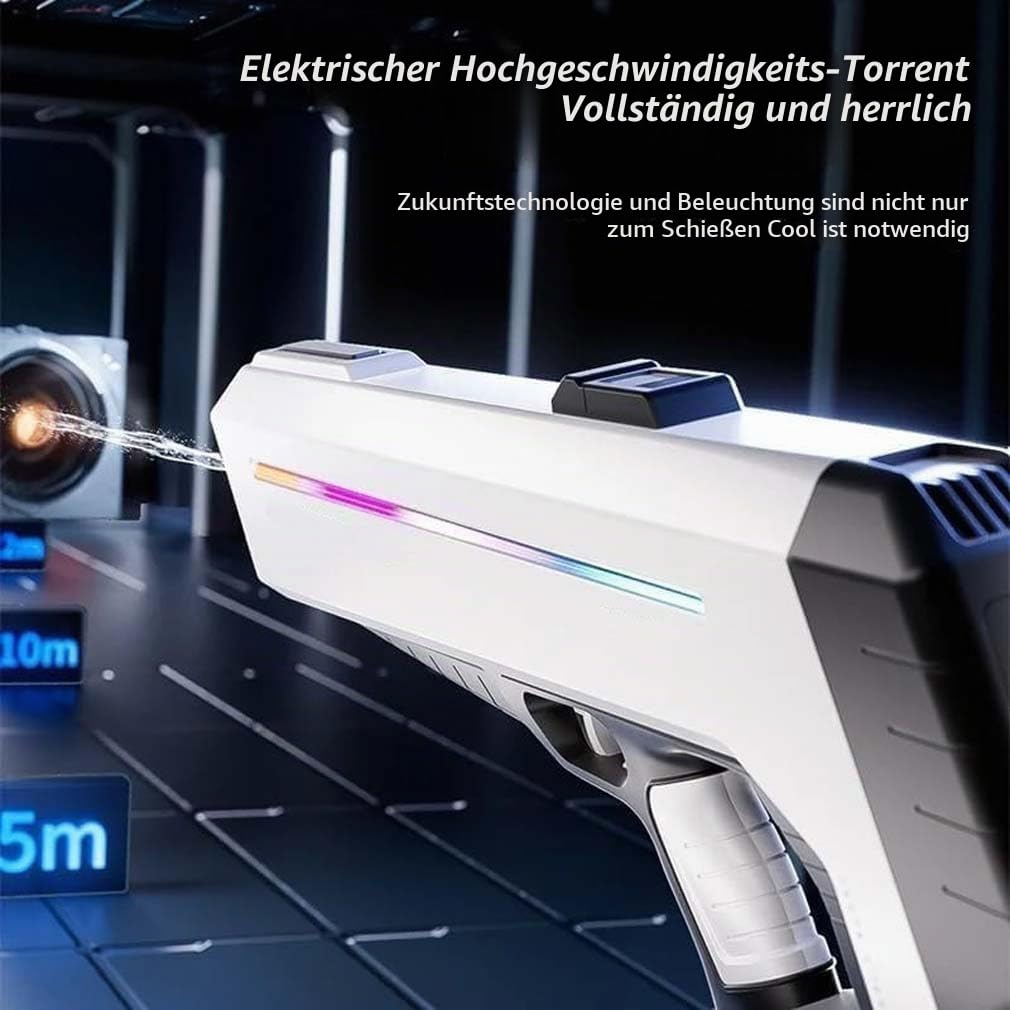 RapidJet Pro - Electric Pulse Water Gun, Elektrische Impuls-Wasserpistole, Automatische EIN-Knopf-Nachfüllung, 7 Arten von LED-Lichteffekten, Starke Erwachsene Ultimate Kampf Wasserpistole (Blau)