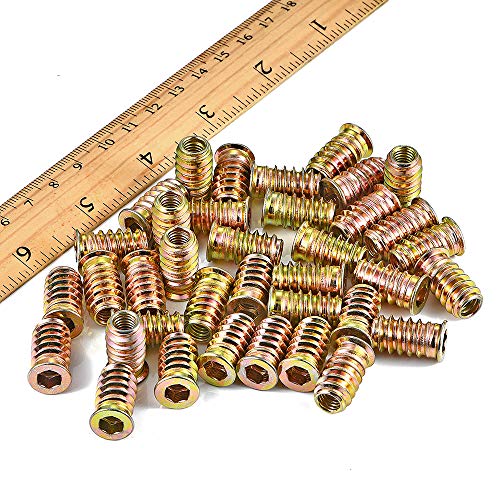 80 pcs 14 34- 20 threaded inserts for wood - metal screws assortment hex socket drive nut inserts bolt fastener connector wood embellishments for furniture 1434-20x20mm