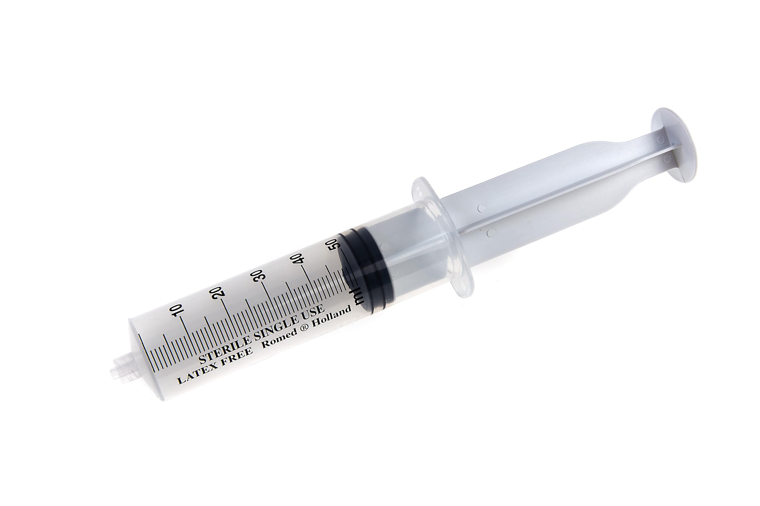 ROMED Lot de 25 Seringues Stériles 50 ml | 3 Pièces | Luer Lock | Sans Aiguille | Emballage Individuel Stérile | Sans Latex | Usage Unique | Réf. 3S-50-LL