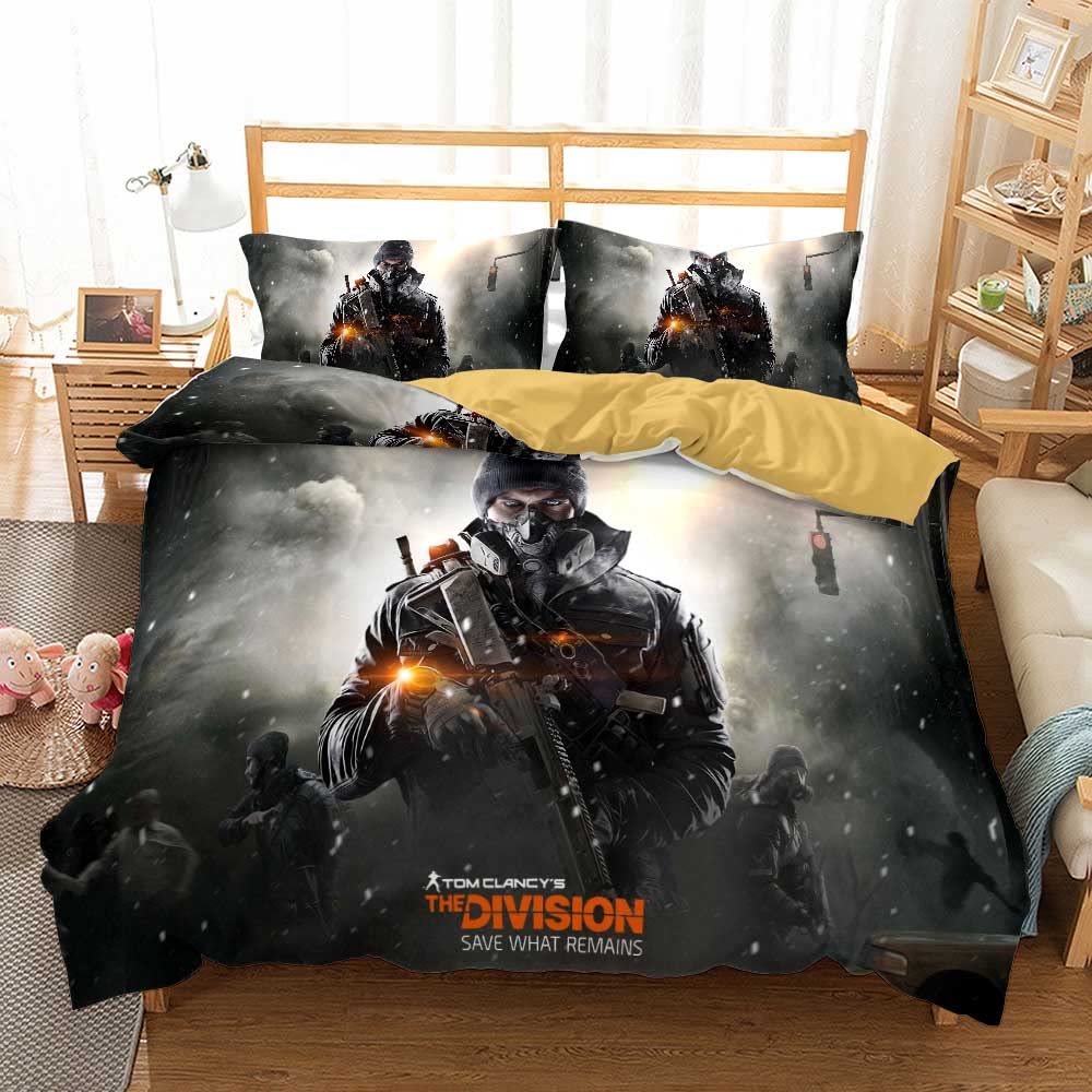 Ste-X Bedding Set 135x200cm Multiple Sizes Tom Clancy's The Division Duvet Cover 52% Cotton Soft Comfortable Duvet Cover + 2 Pillowcase 80x80cm (220x230cm(King),Style 01)