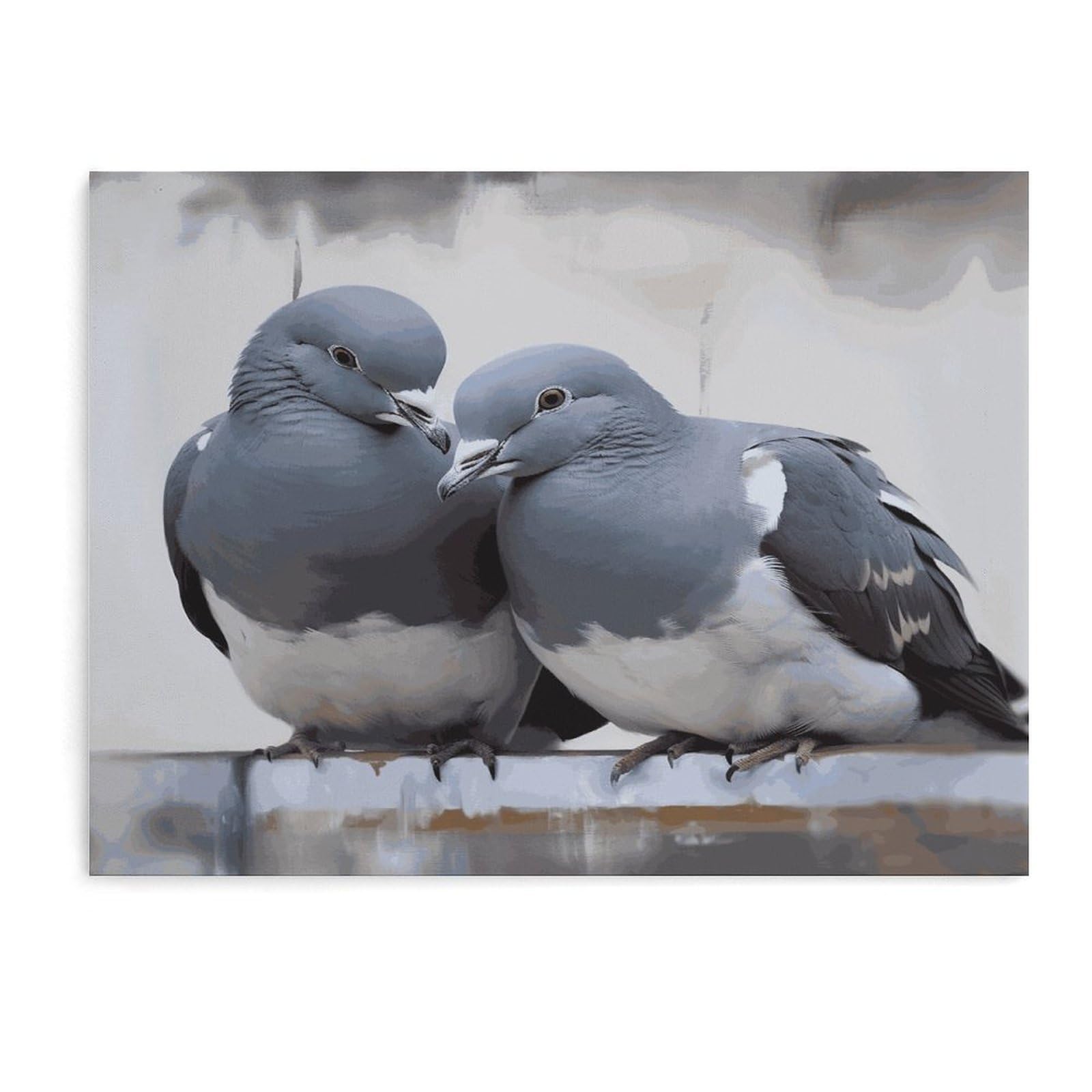 Fodpand Unframe-Style Doves Bathroom Wall Art Canvas Prints, Artwork For Walls For Living Room Hallway Stair Office Wall Decor, Pictures Home Decor 15.7X11.8 Inch