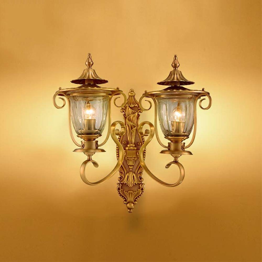HPTHLY Wall Mounted Light Living Room Wall Light Bedside Wall Lamp Aisle Wall Sconce Bedroom Wall Lantern Kitchen Cafe Bar Bathroom Indoor Decoration Brass G(2Lights)