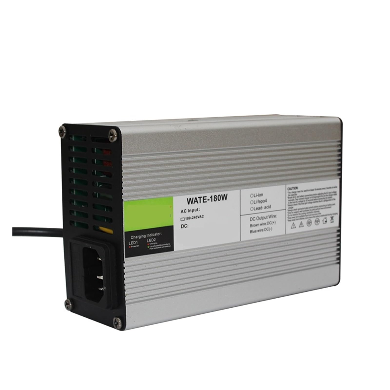 Cargador de litio Lifepo4-cell Corriente Cargador de batería LiFePO4 de 14,6 V y 5 A, 12,8 V y 14,4 V, Smarts Charger 4S, carcasa de aluminio, con ventilador, cargador de batería, entrada de 100 V CA