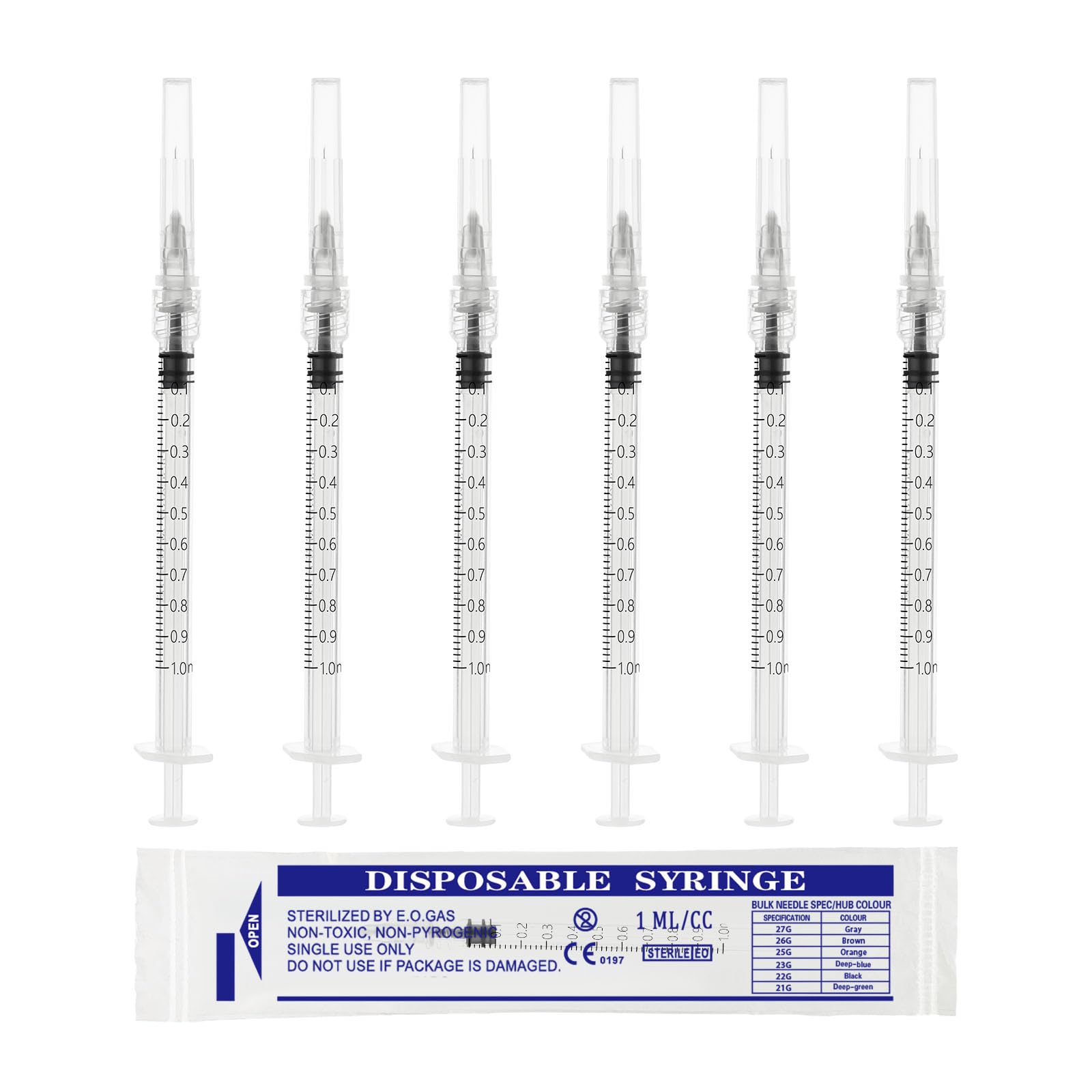 1ml Syringe with 27Ga 1/2inch Needle, 1cc Luer Lock Syringe, Pack of 100 — Amazon image 13
