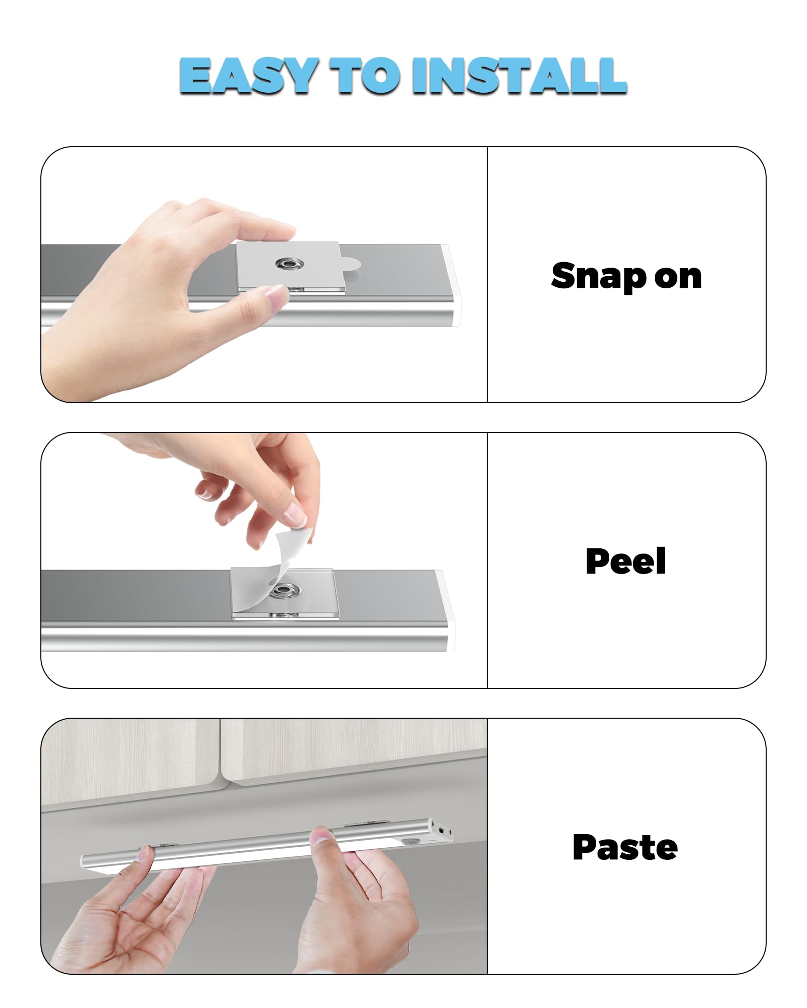 ASOKO 3 Stück 30,5 cm LED Schrankbeleuchtung Wiederaufladbare LED Küchenleuchte 2500mAh Batteriebetrieben für Küchenschrankbeleuchtung Weiß