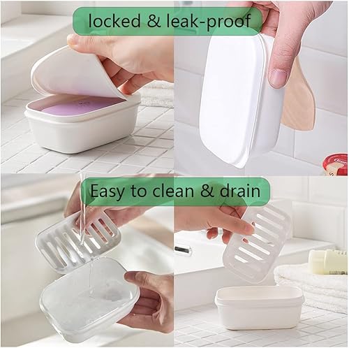 Miniatura 3 de Mitonow 2pcs Travel Soap Holder Box with Strong Sealing & Leakproof, Portable Soap Dish Saver Case Container for Shower, Traveling, Home, Outdoor