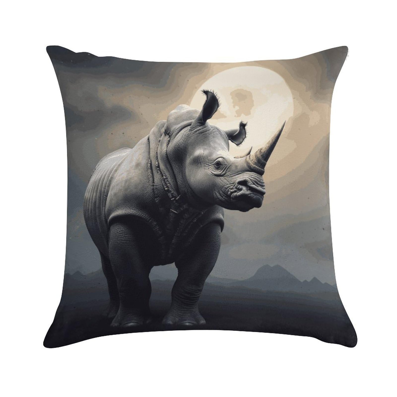 MUSM Plush Decorative Rhino Throw Pillow Covers Square Cushion Cases Personalized Pillowcase with Zipper Soft Lumbar Pillow Shells Luxury Cozy Pillows Shams Decoration